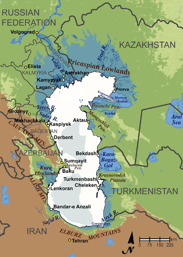 نقشه ژئوپلتیک دریای مازندران خزر کاسپین کاسپی